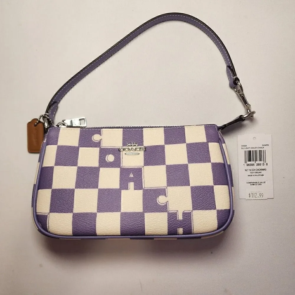 NWT Coach CR394 Nolita 19 Checkerboard Print in Light Violet Chalk